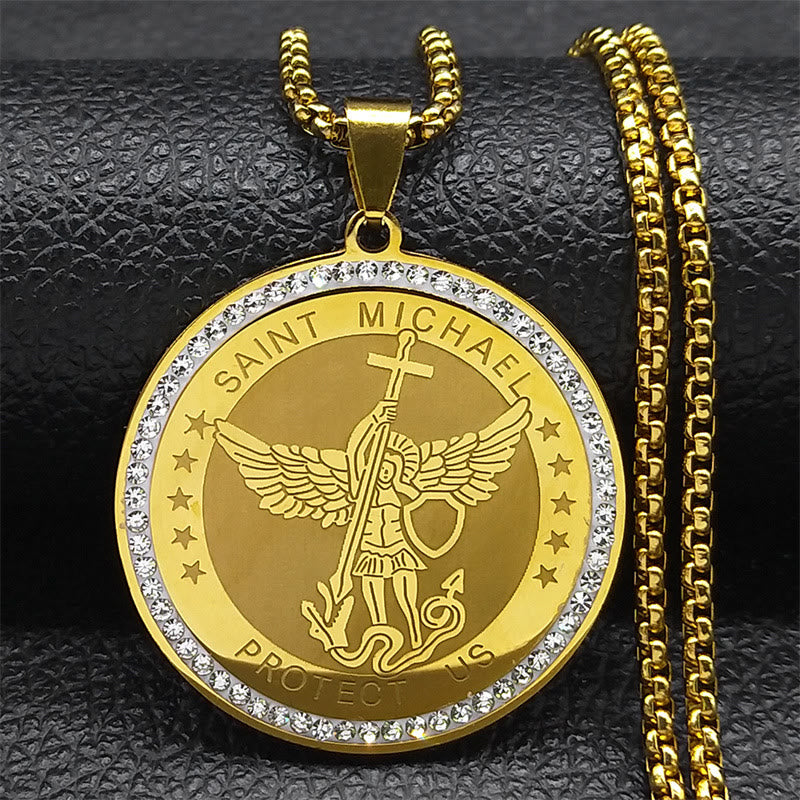 Christiandiscipleshop Classic Style Saint Michael Protect Us Sacred Blessing Pendant Necklace