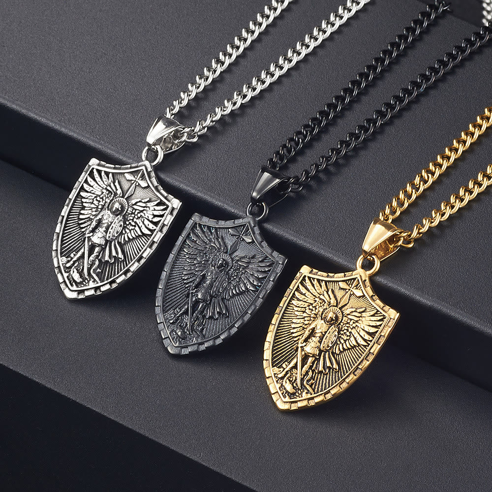 christiandiscipleshop Modern Style Michael The Archangel Shield Devine Guardian Pendant Necklace