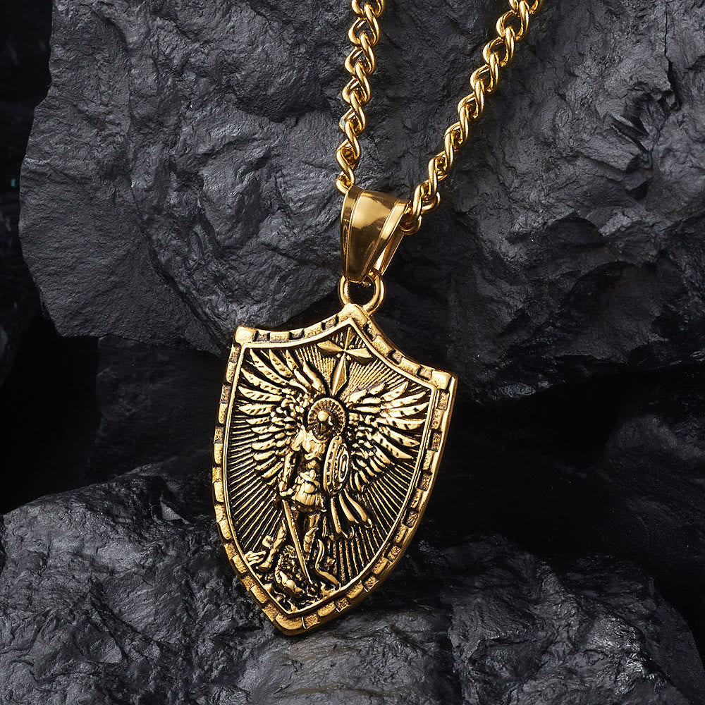christiandiscipleshop Modern Style Michael The Archangel Shield Devine Guardian Pendant Necklace
