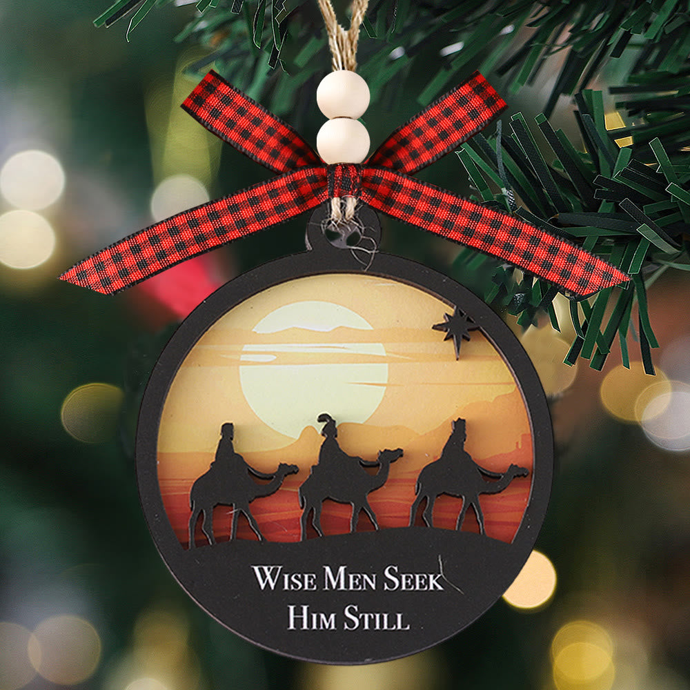 Christianartworkshop Classic Colored Style Wise Man Seek Him Still Christmas Hanging Ornaments