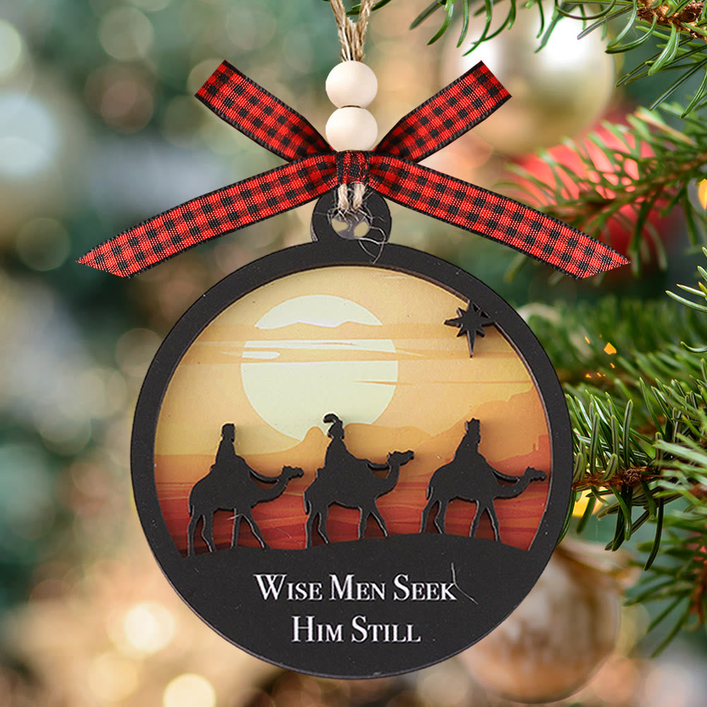 Christianartworkshop Classic Colored Style Wise Man Seek Him Still Christmas Hanging Ornaments