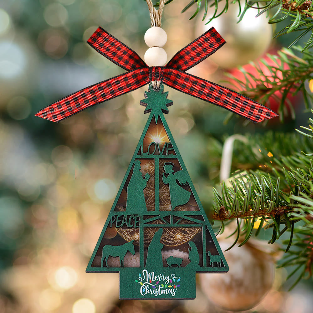 Christiandiscipleshop Classic Style Nativity Scene Tree Shape Christmas Nativity Hanging Ornaments