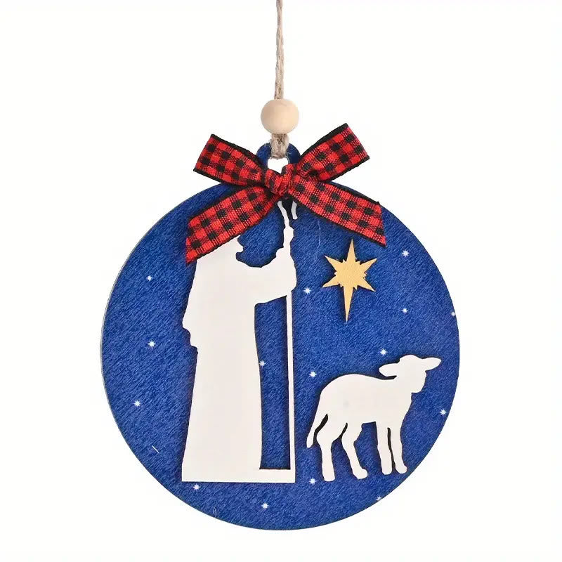 Christiandiscipleshop Classic Style Holy Night Shepherds Lamb Star Christmas Nativity Hanging Ornaments