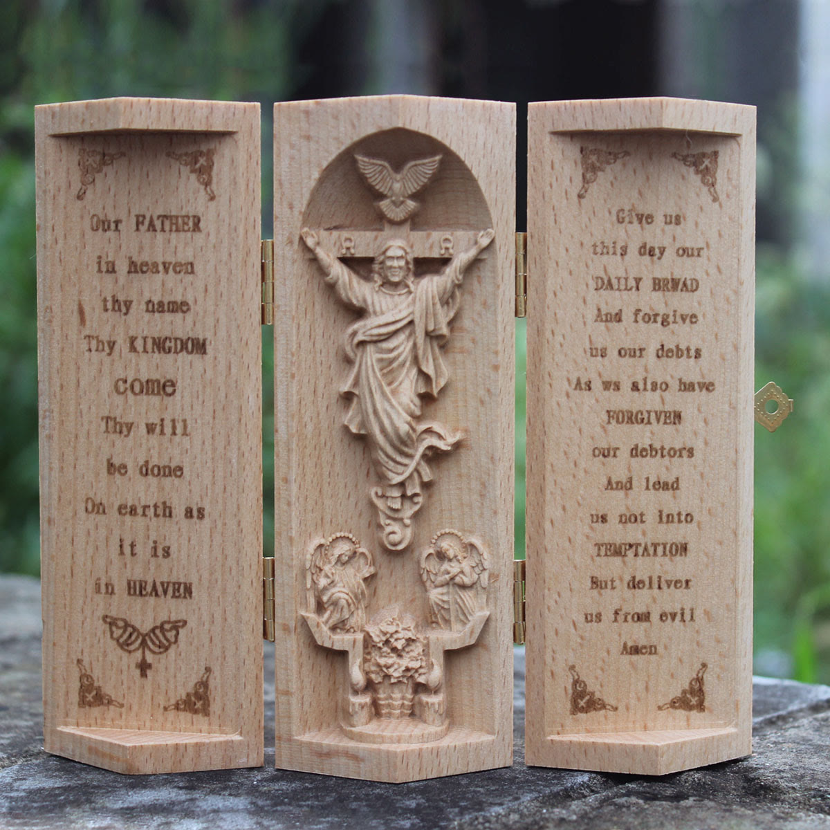 Christiandiscipleshop Classic Style Openable Wooden Cylinder Jesus Figure Desktop Decorations Ornament