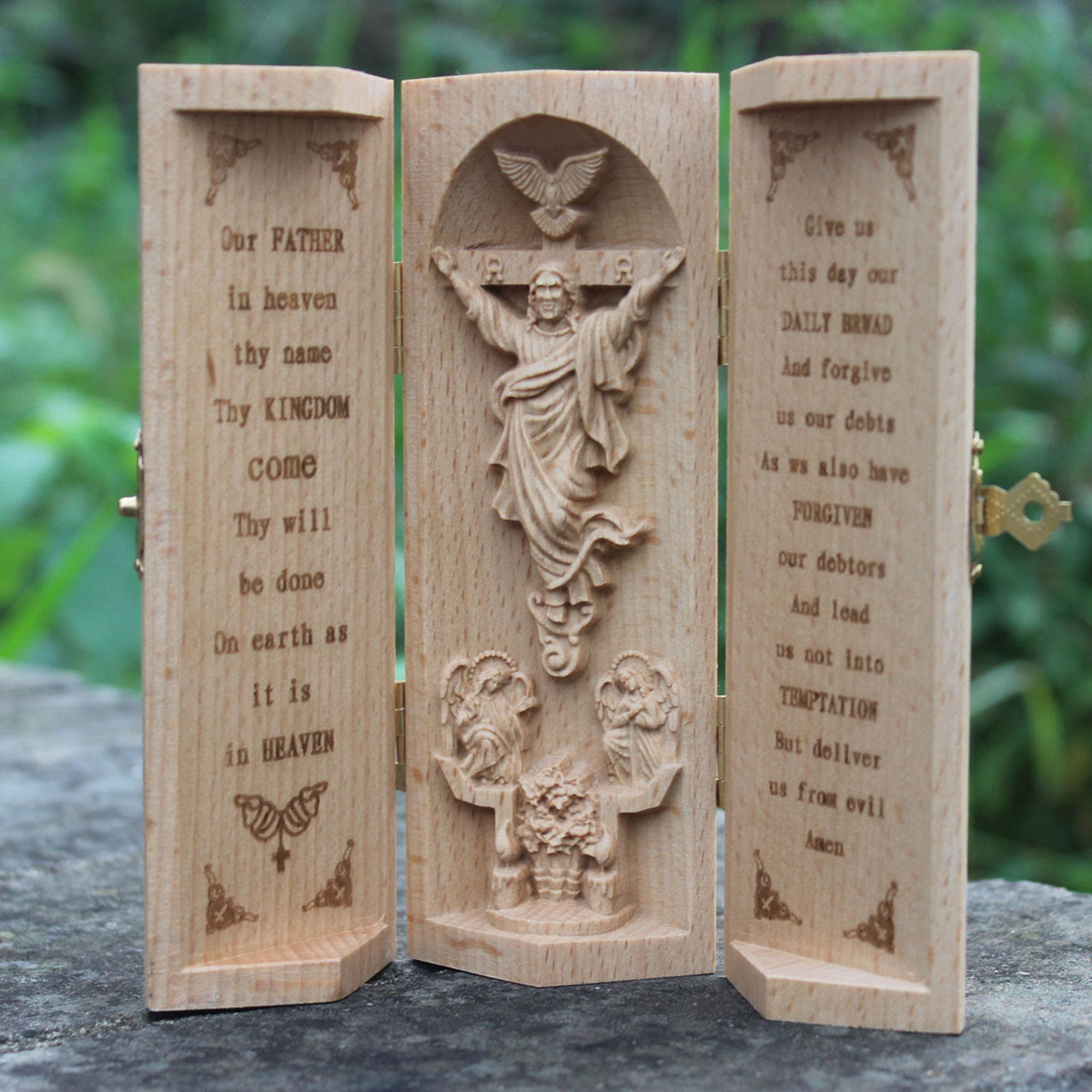 Christiandiscipleshop Classic Style Openable Wooden Cylinder Jesus Figure Desktop Decorations Ornament