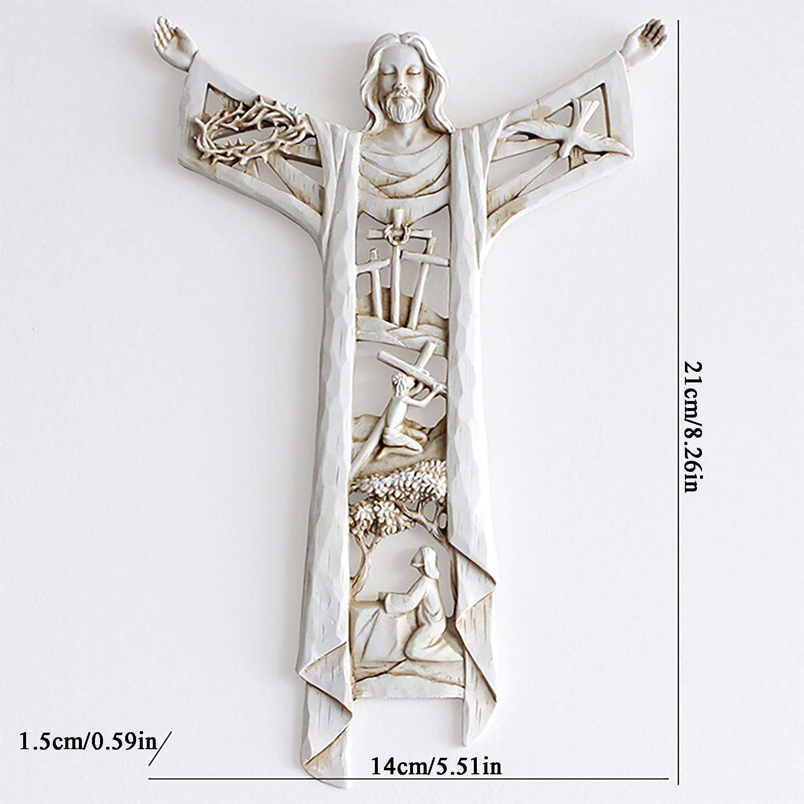 Christianartworkshop Classic Style Crafted Jesus Arms Opened Figure Desktop Decorations Ornament