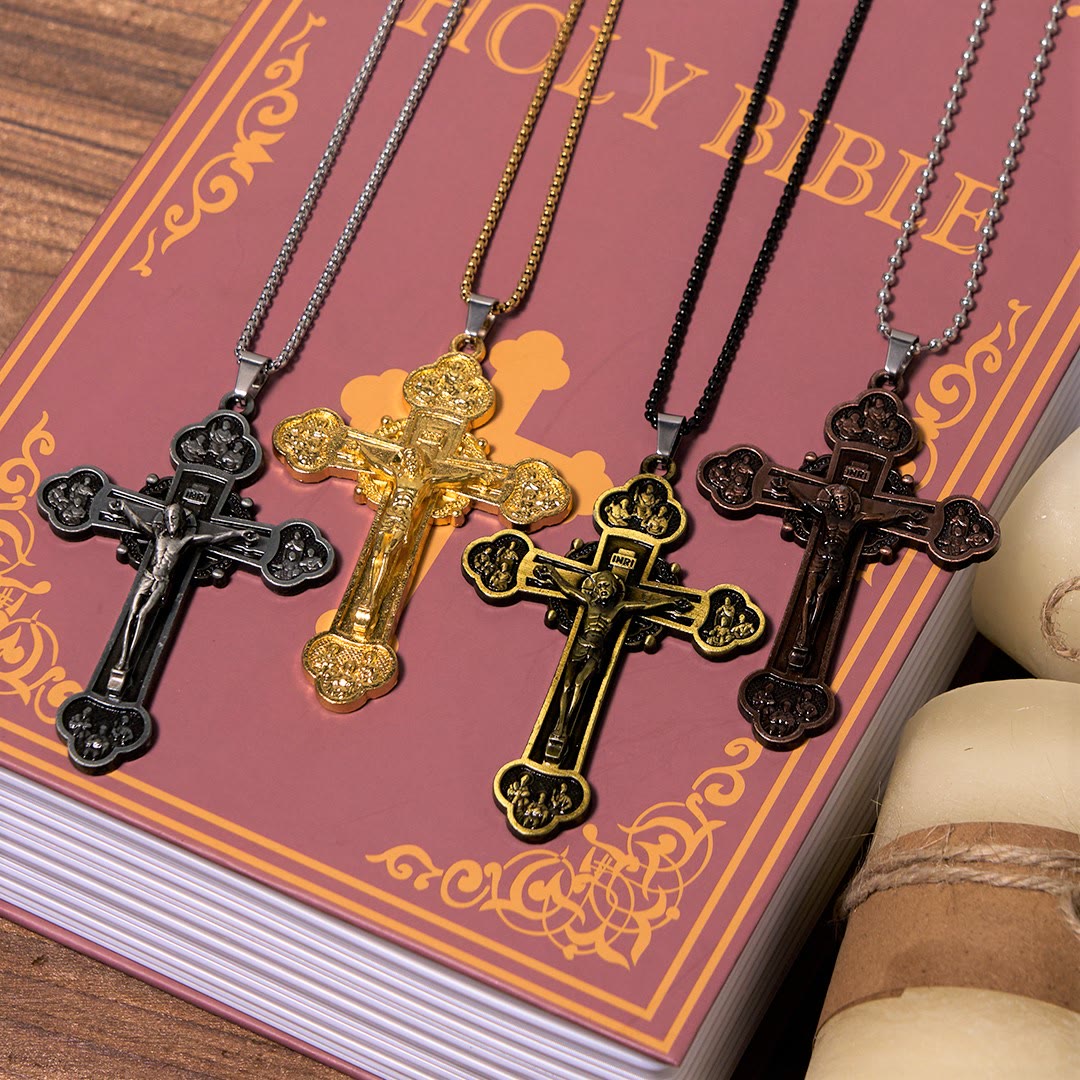 Christiandiscipleshop Classic Style Multicolor Craft Alloy Crucifix Faith Pendant Necklace