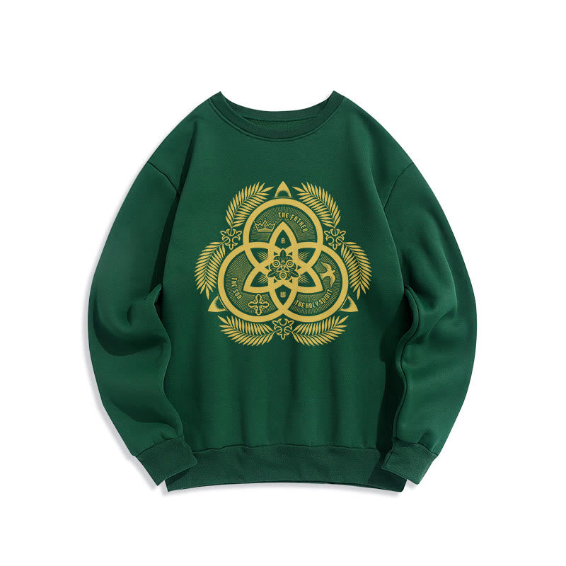 Christiandiscipleshop Classic Style Divine Unity Gold Sacred Emblem Fleece Lined Polyester Sweatshirt
