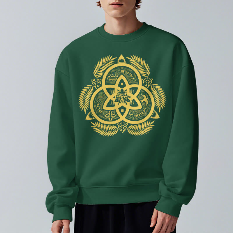 Christiandiscipleshop Classic Style Divine Unity Gold Sacred Emblem Fleece Lined Polyester Sweatshirt