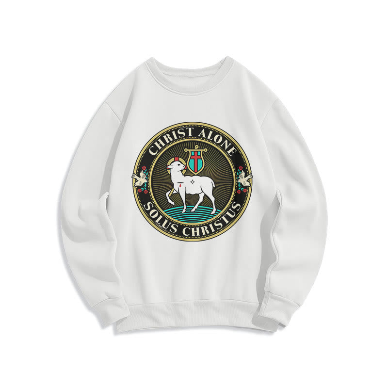 christiandiscipleshop Modern Style Christ Alone Lamb of God Fleece Lined Polyester Sweatshirt