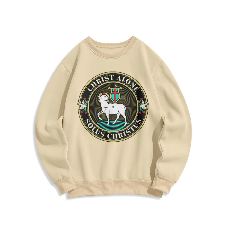 christiandiscipleshop Modern Style Christ Alone Lamb of God Fleece Lined Polyester Sweatshirt