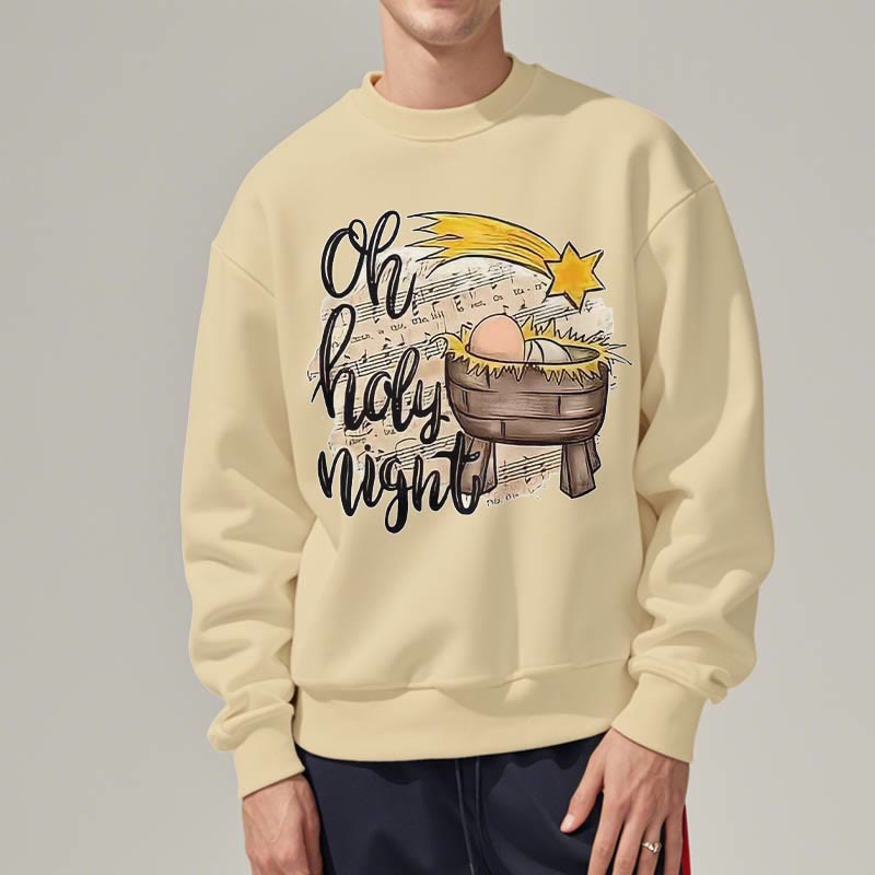 Christiandiscipleshop Colored Style Holy Night Cradle Nativity Scene Fleece Lined Polyester Sweatshirt