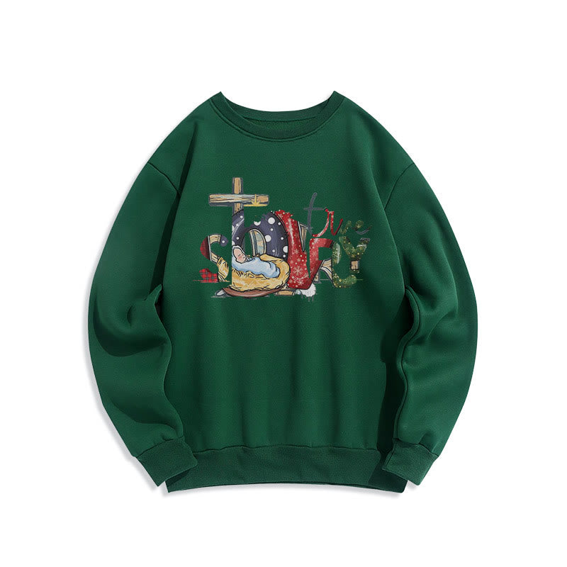 Christiandiscipleshop Modern Style True Story Nativity Scene Fleece Lined Polyester Sweatshirt