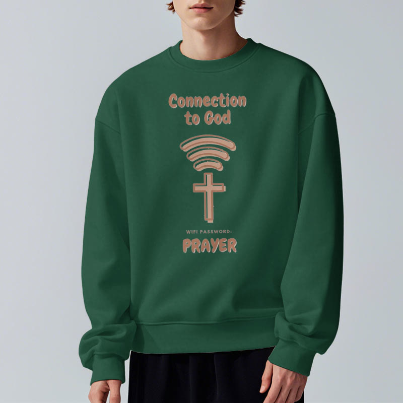 christiandiscipleshop Modern Style Prayer Connection To God Fleece Lined Polyester Sweatshirt