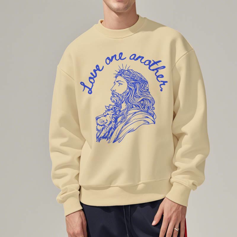 Christiandiscipleshop Classic Style Love One Another Jesus Fleece Lined Polyester Sweatshirt