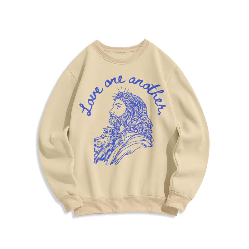 Christiandiscipleshop Classic Style Love One Another Jesus Fleece Lined Polyester Sweatshirt