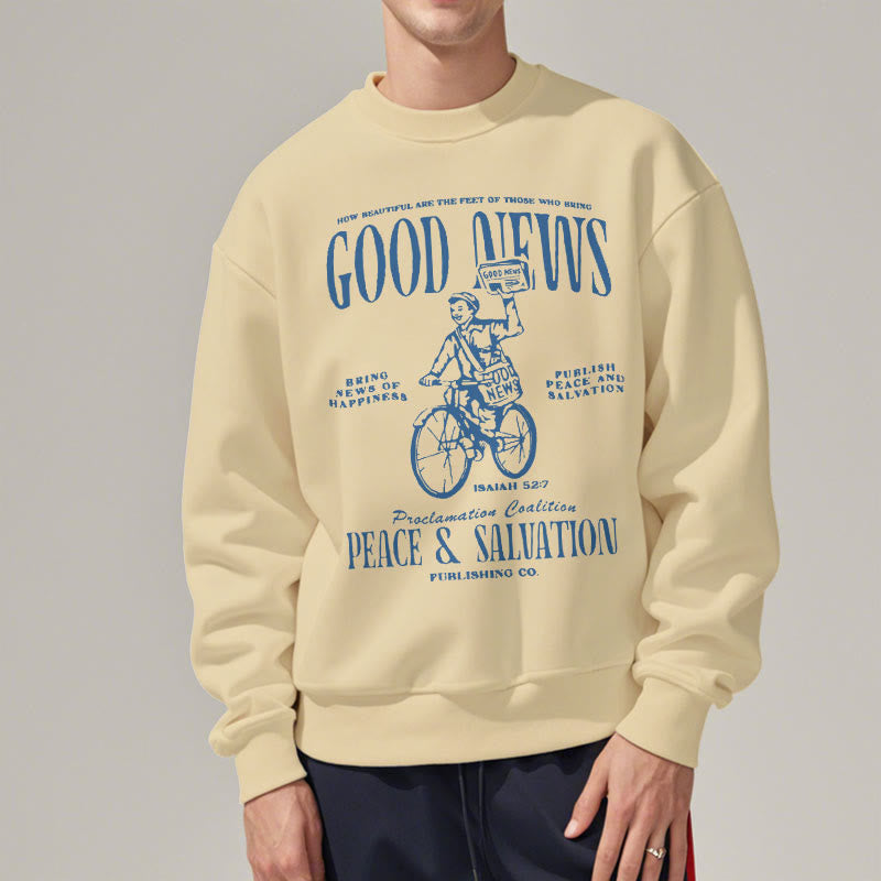 Christiandiscipleshop Quotation Style Good News Isaiah 52:7 Fleece Lined Polyester Sweatshirt