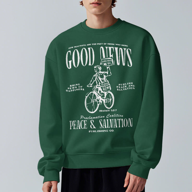 Christiandiscipleshop Quotation Style Good News Isaiah 52:7 Fleece Lined Polyester Sweatshirt
