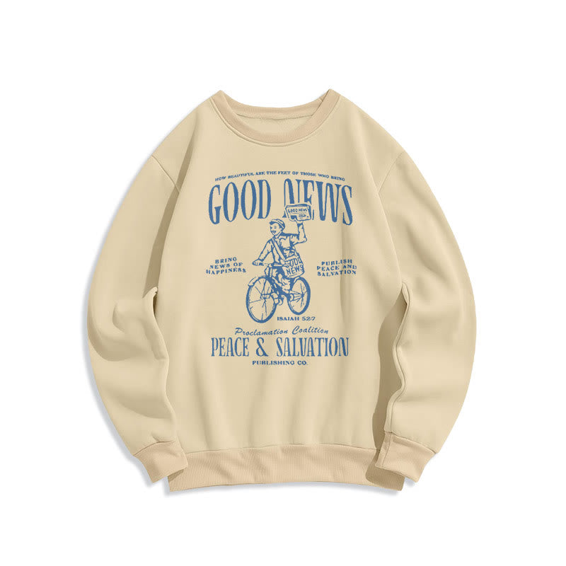 Christiandiscipleshop Quotation Style Good News Isaiah 52:7 Fleece Lined Polyester Sweatshirt