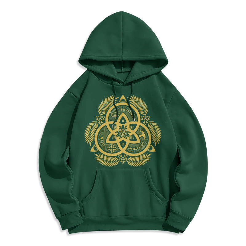 Christiandiscipleshop Classic Style Divine Unity Gold Sacred Emblem Fleece Lined Polyester Hoodie