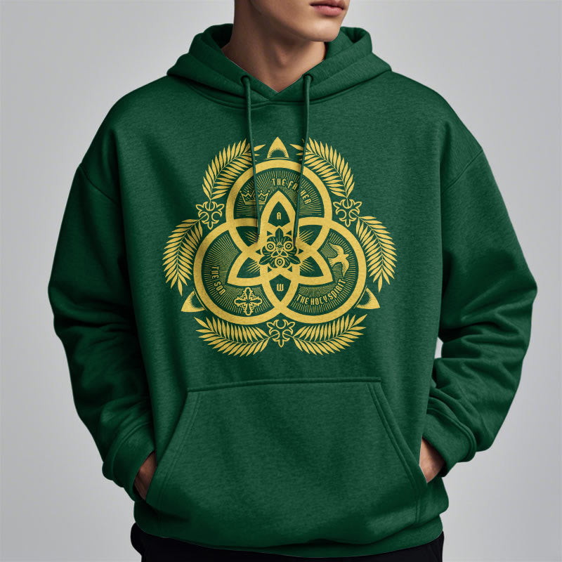 Christiandiscipleshop Classic Style Divine Unity Gold Sacred Emblem Fleece Lined Polyester Hoodie