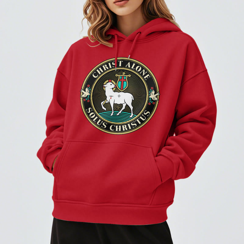 christiandiscipleshop Modern Style Christ Alone Lamb of God Fleece Lined Polyester Hoodie