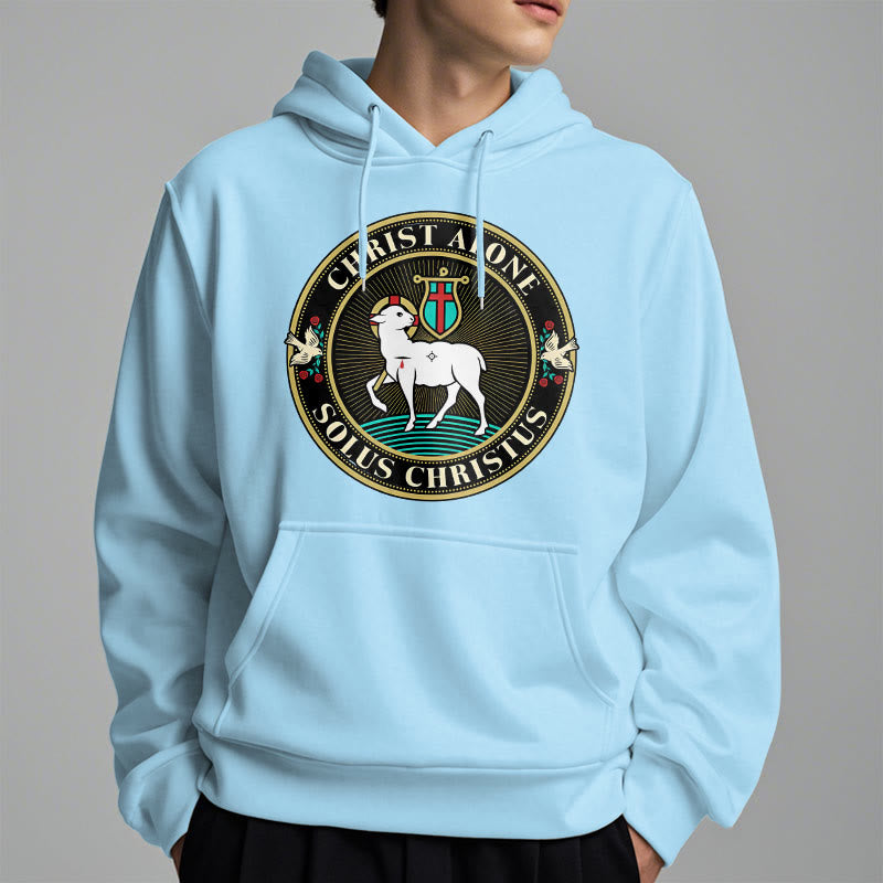 christiandiscipleshop Modern Style Christ Alone Lamb of God Fleece Lined Polyester Hoodie