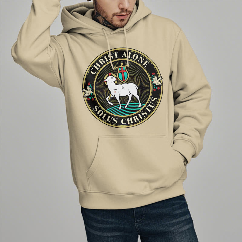 christiandiscipleshop Modern Style Christ Alone Lamb of God Fleece Lined Polyester Hoodie