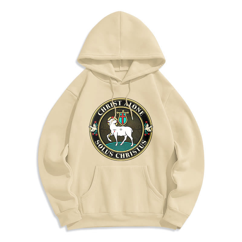christiandiscipleshop Modern Style Christ Alone Lamb of God Fleece Lined Polyester Hoodie