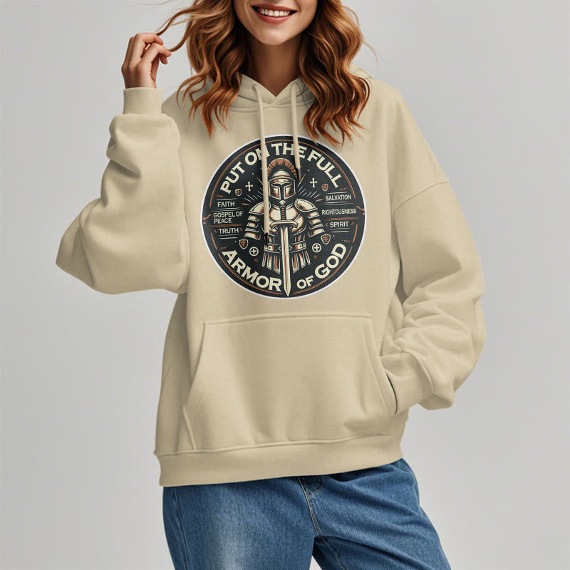 christiandiscipleshop Modern Style Put On The Full Armor of God Fleece Lined Polyester Hoodie