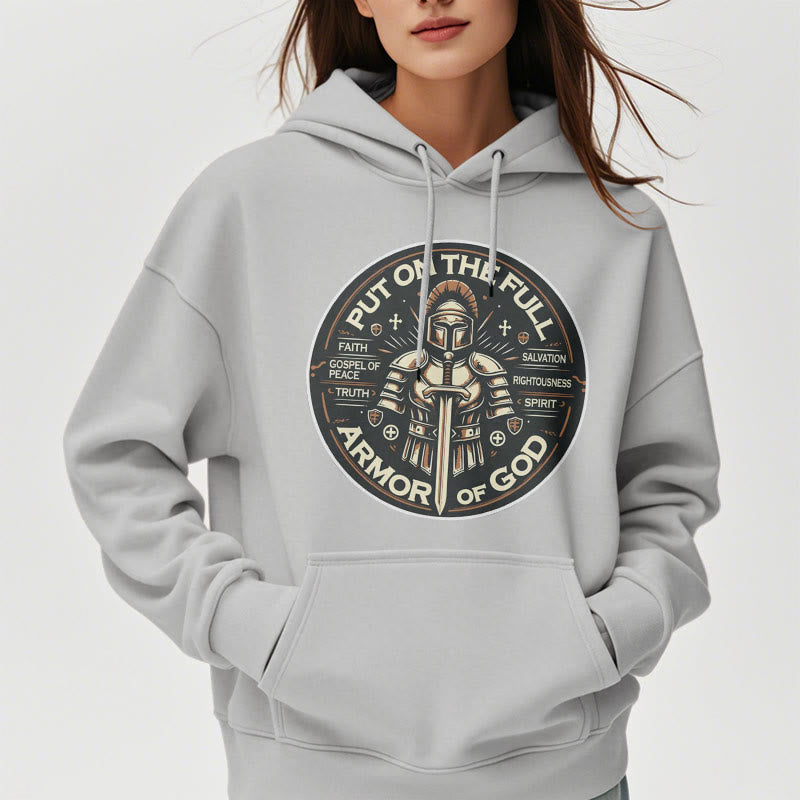 christiandiscipleshop Modern Style Put On The Full Armor of God Fleece Lined Polyester Hoodie