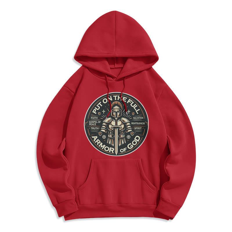 christiandiscipleshop Modern Style Put On The Full Armor of God Fleece Lined Polyester Hoodie