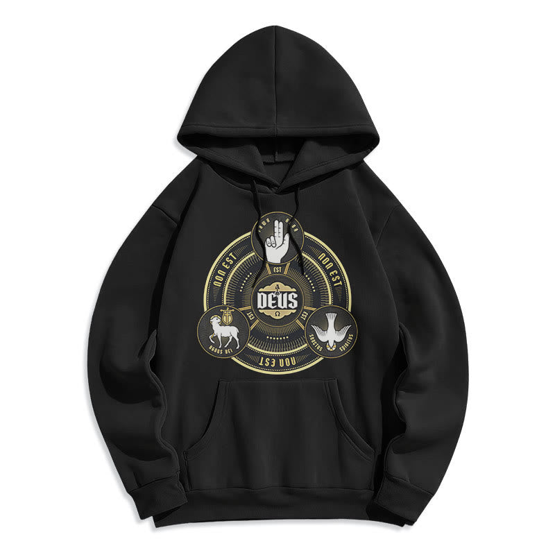 Christiandiscipleshop Classic Style Holy Trinity Deus Emblem Fleece Lined Polyester Hoodie
