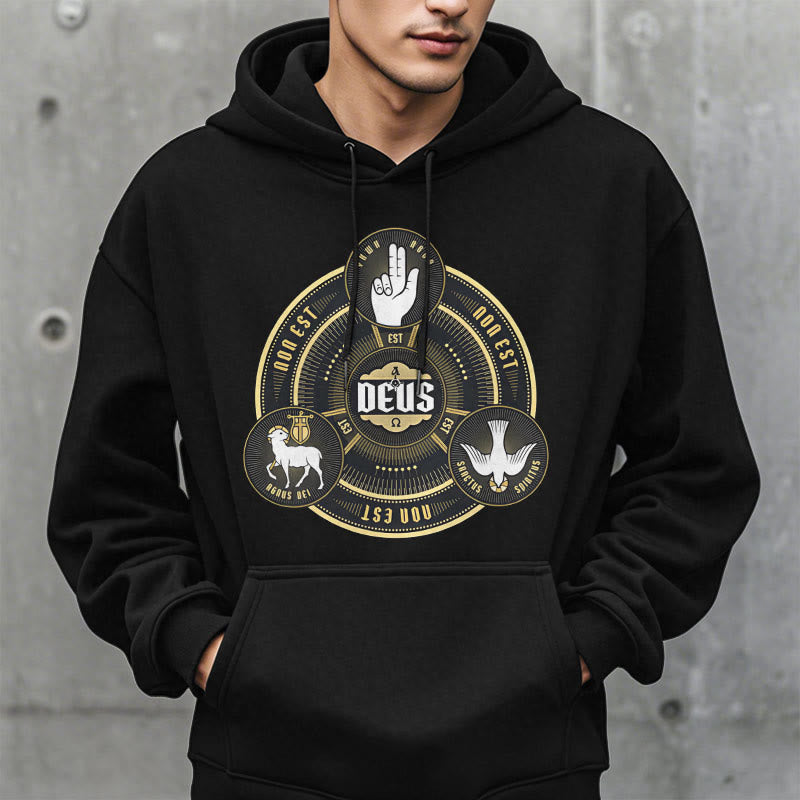 Christiandiscipleshop Classic Style Holy Trinity Deus Emblem Fleece Lined Polyester Hoodie