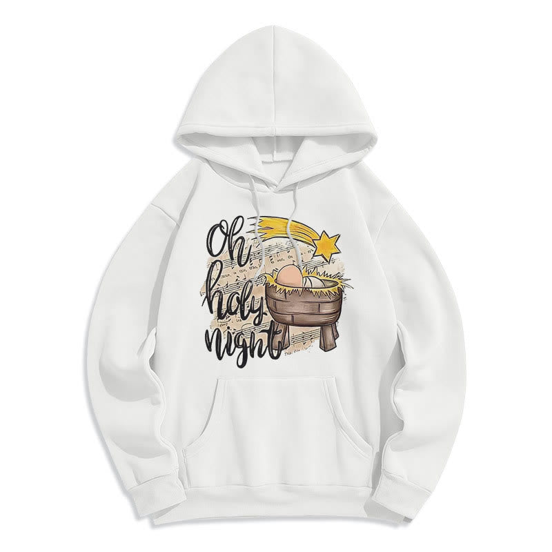 Christiandiscipleshop Colored Style Holy Night Cradle Nativity Scene Fleece Lined Polyester Hoodie