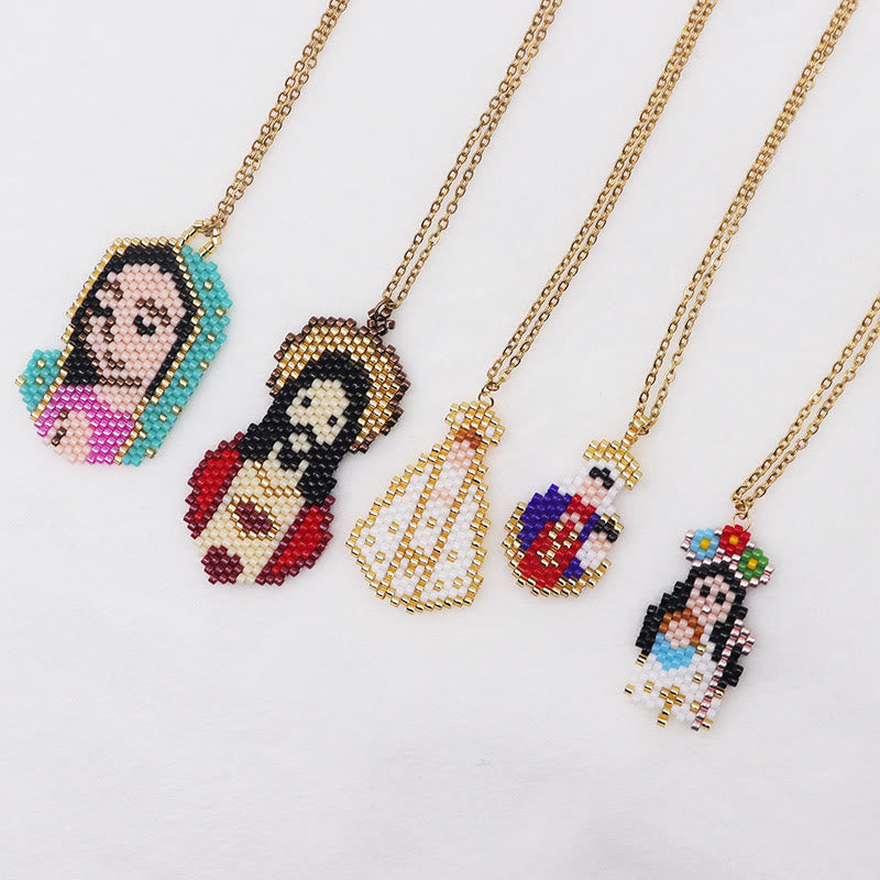 Christiandiscipleshop Colored Style Cartoon Saints Beaded Charming Faith Inspired Necklace