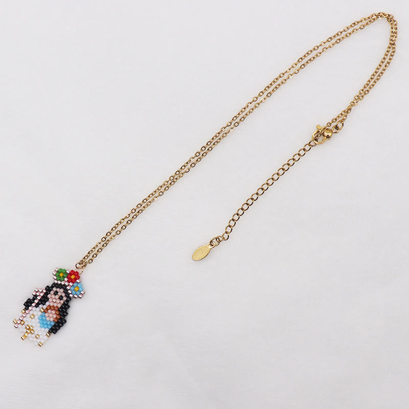 Christiandiscipleshop Colored Style Cartoon Saints Beaded Charming Faith Inspired Necklace