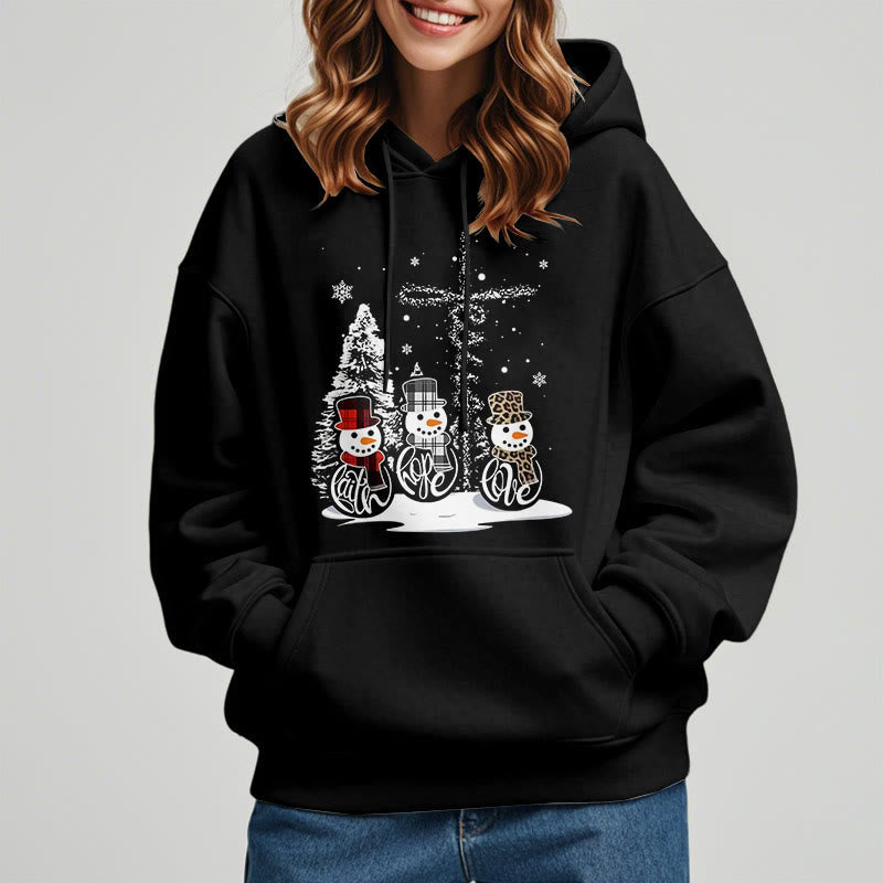 Christiandiscipleshop Colored Style Faith Hope Love Christmas Fleece Lined Polyester Hoodie