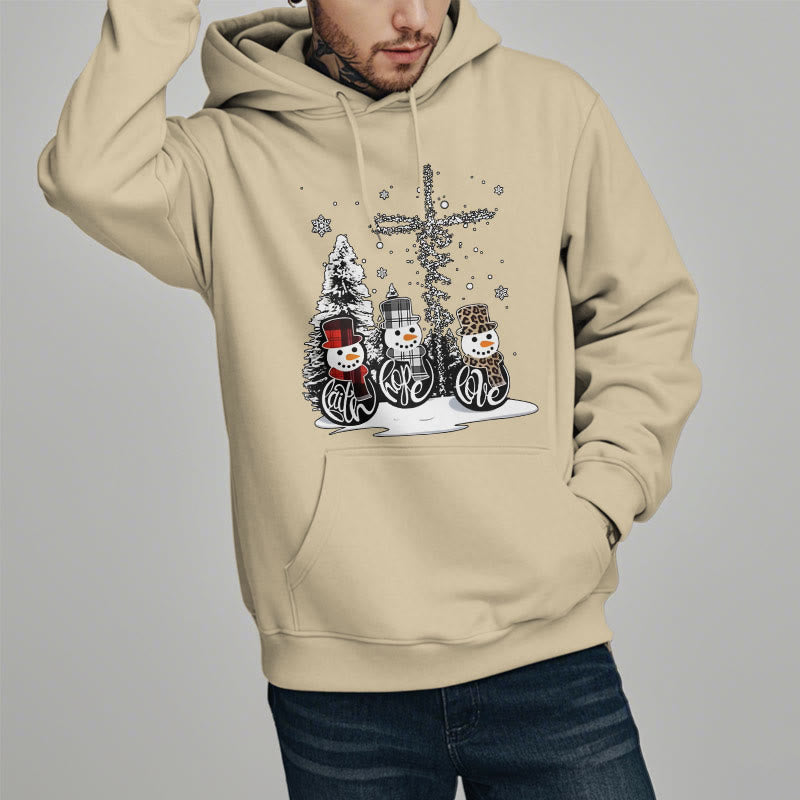 Christiandiscipleshop Colored Style Faith Hope Love Christmas Fleece Lined Polyester Hoodie