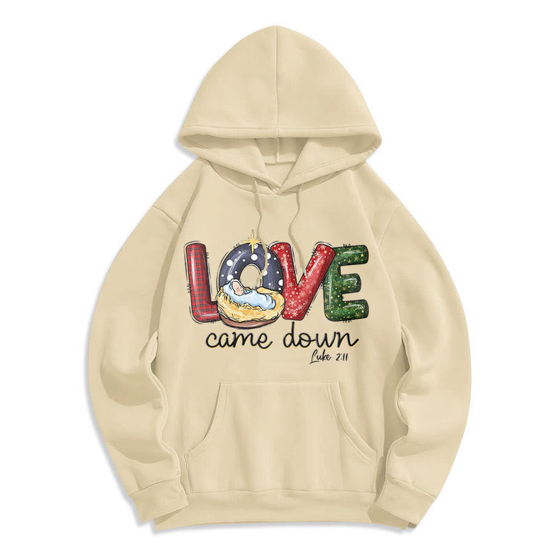 Christiandiscipleshop Colored Style Love Came Down Christmas Fleece Lined Polyester Hoodie