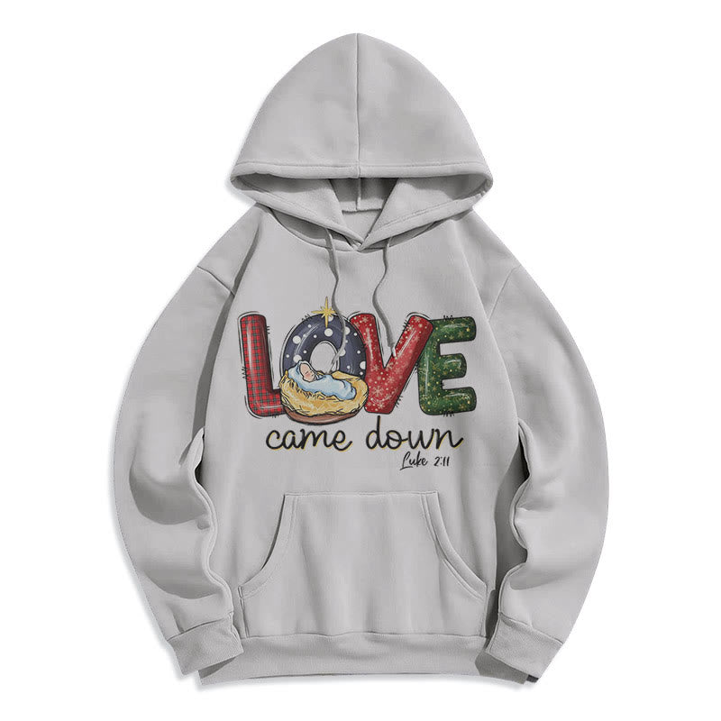 Christiandiscipleshop Colored Style Love Came Down Christmas Fleece Lined Polyester Hoodie