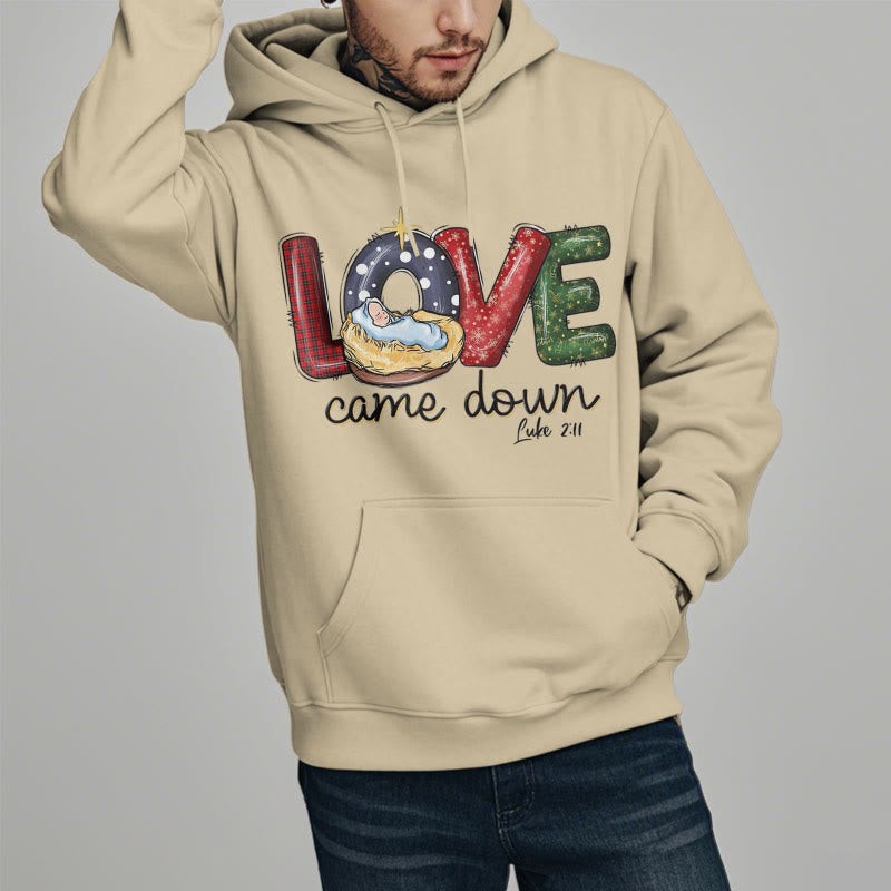 Christiandiscipleshop Colored Style Love Came Down Christmas Fleece Lined Polyester Hoodie