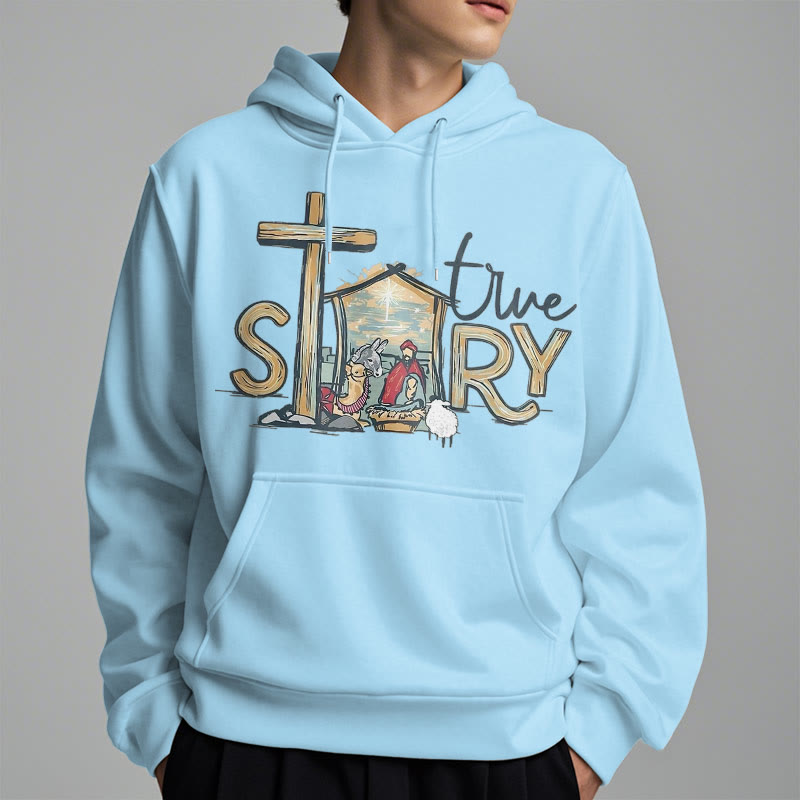 Christiandiscipleshop Modern Style True Story Nativity Scene Fleece Lined Polyester Hoodie