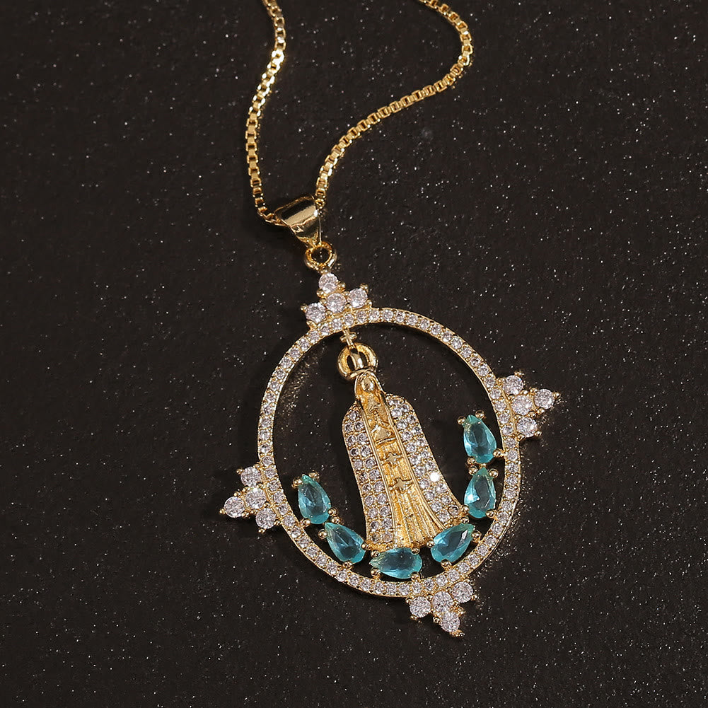 christiandiscipleshop Modern Style Our Lady of Fatima Inlaided Devine Blessing Necklace
