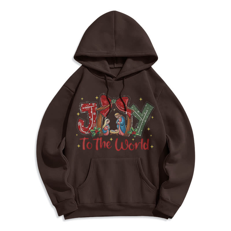 Christiandiscipleshop Colored Style Joy To The World Nativity Scene Fleece Lined Polyester Hoodie