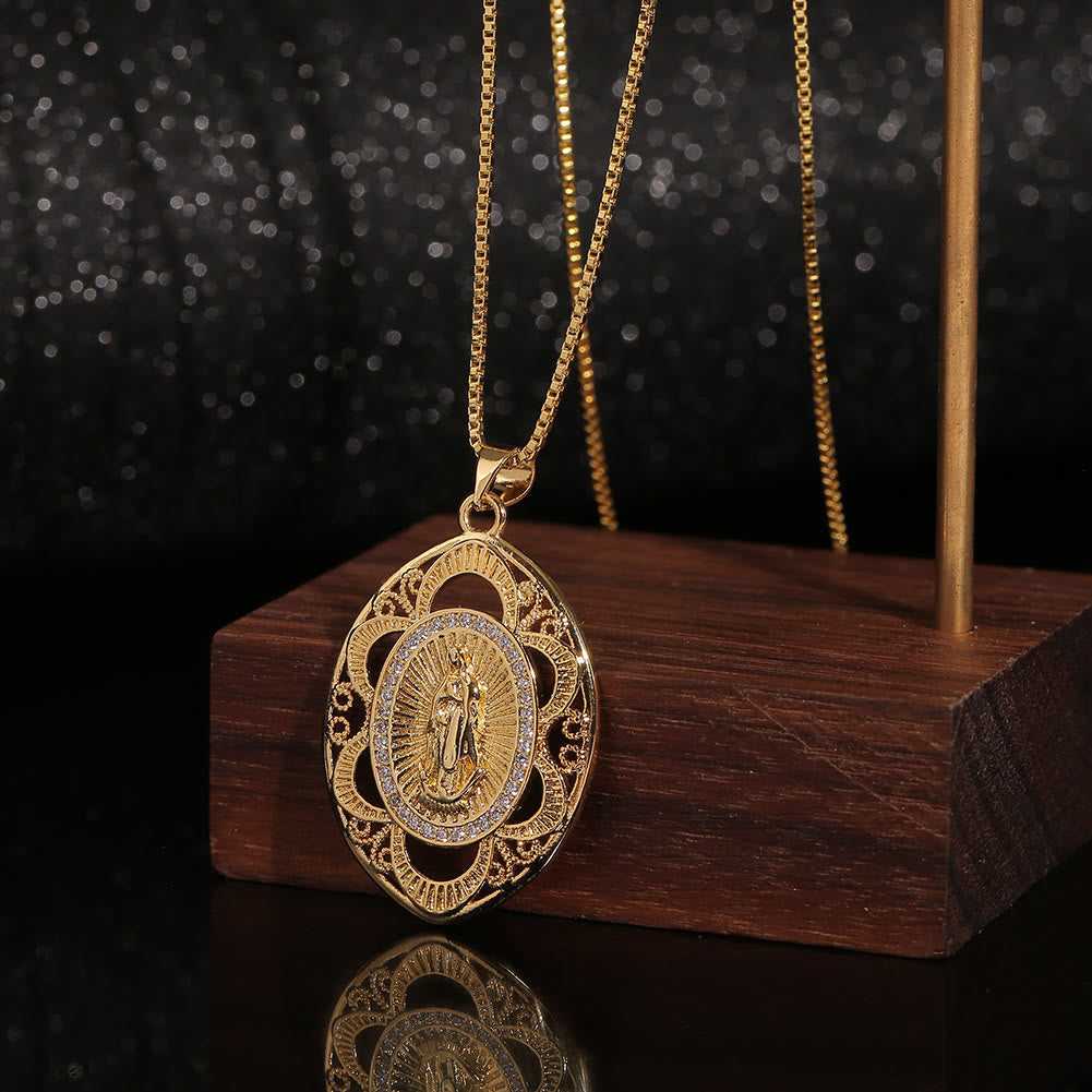 christiandiscipleshop Modern Style Our Lady of Guadalupe Oval Sacred Faith Necklace