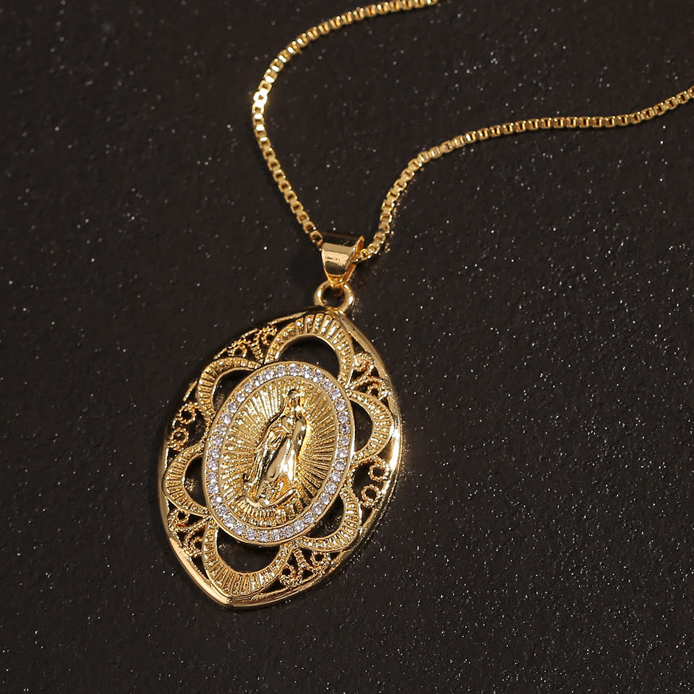 christiandiscipleshop Modern Style Our Lady of Guadalupe Oval Sacred Faith Necklace