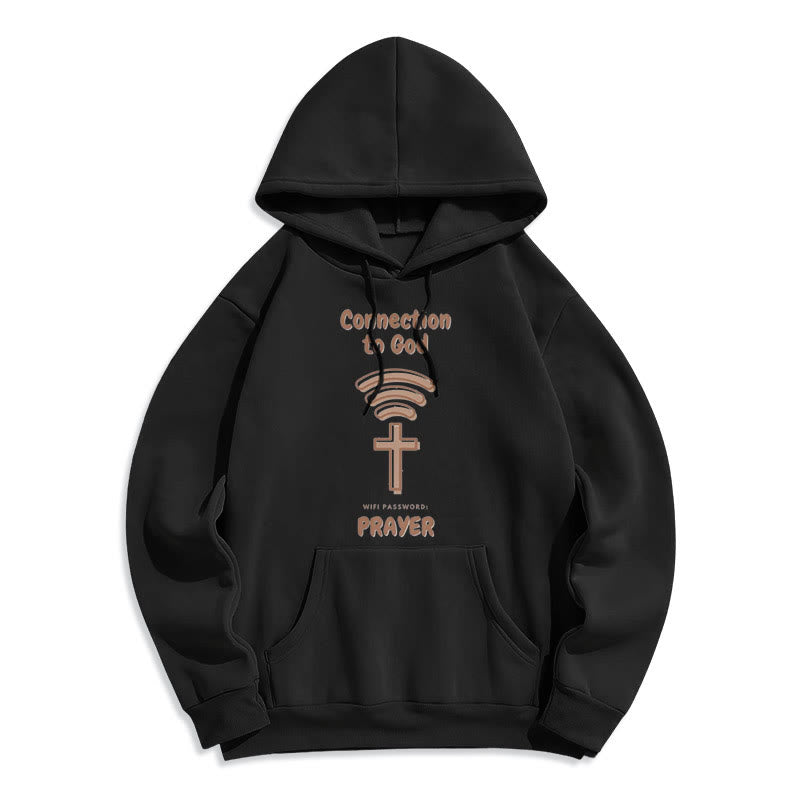 christiandiscipleshop Modern Style Prayer Connection To God Fleece Lined Polyester Hoodie