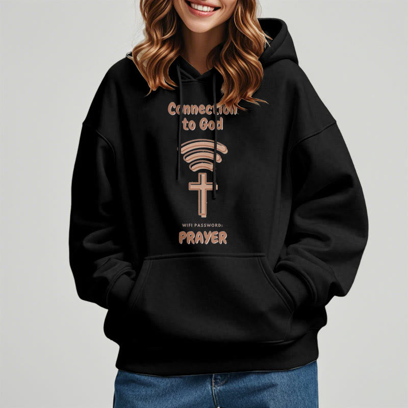 christiandiscipleshop Modern Style Prayer Connection To God Fleece Lined Polyester Hoodie