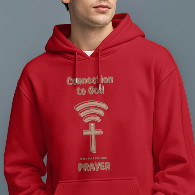 christiandiscipleshop Modern Style Prayer Connection To God Fleece Lined Polyester Hoodie